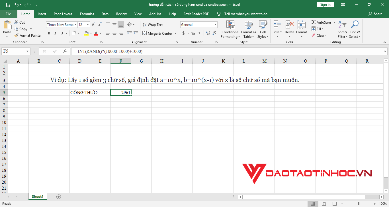 hướng dẫn cách sử dụng hàm rand