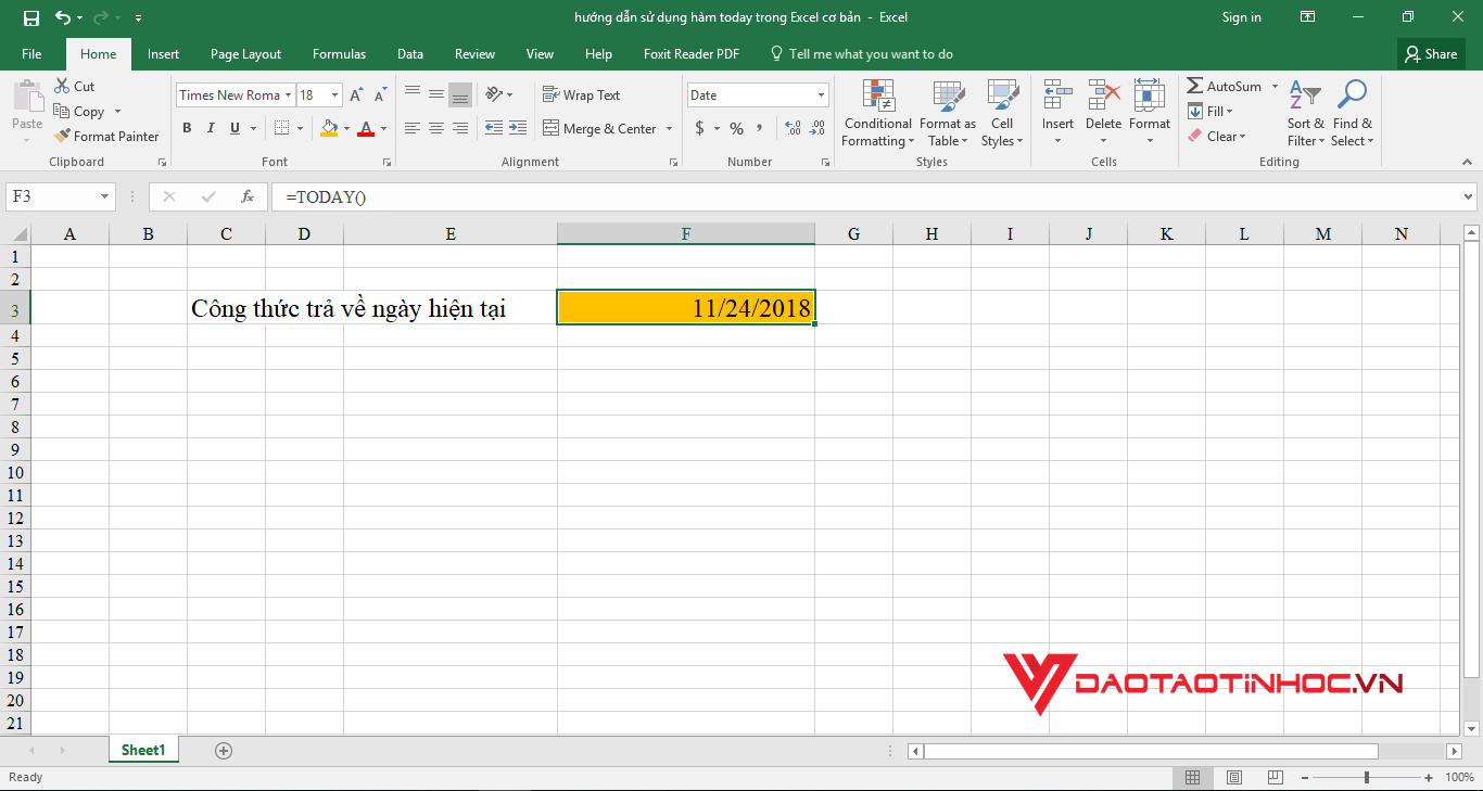 ví dụ hướng dẫn sử dụng hàm today trong excel