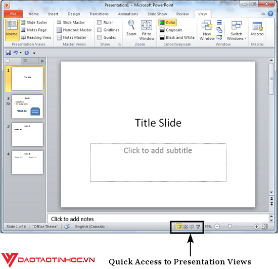 Bảng chọn View trong Powerpoint 2010 3