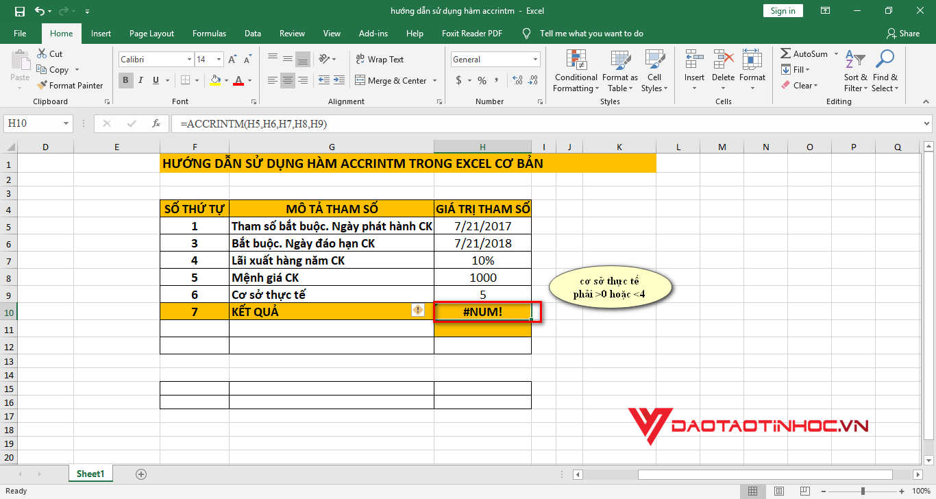 một số lỗi trong lúc sử dụng hàm accrintm