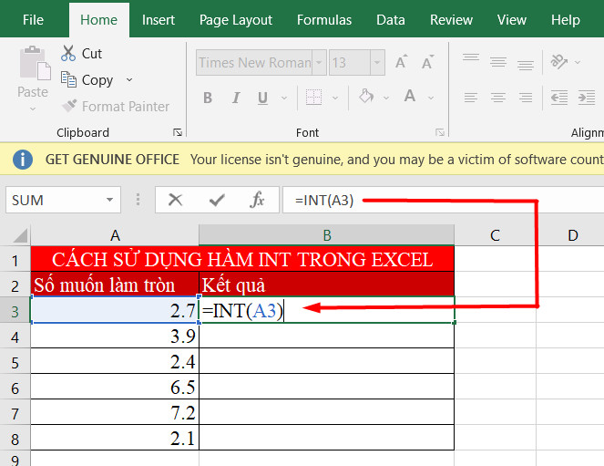 cách sử dụng hàm int 1