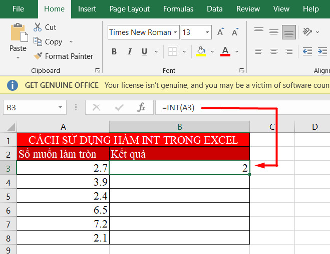 cách sử dụng hàm int 2