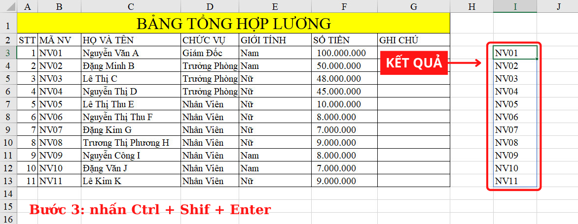hàm index trong excel 15