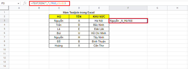 Hướng dẫn sử dụng 1 cách chi tiết hàm Textjoin trong Excel