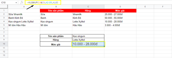 hàm vlookup 2 điều kiện 2
