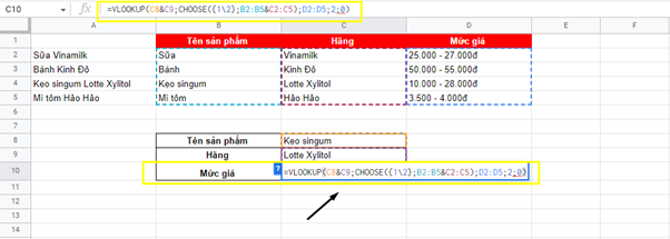 hàm vlookup 2 điều kiện 4