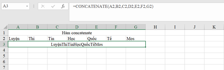 hàm concatenate trong excel