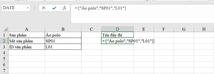hàm concatenate trong excel