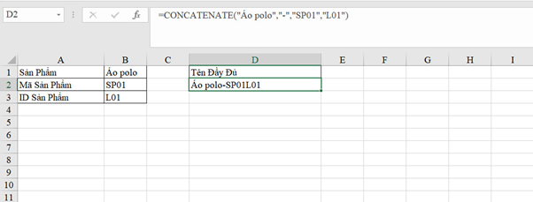 hàm concatenate trong excel