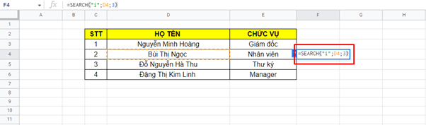 hàm search trong excel