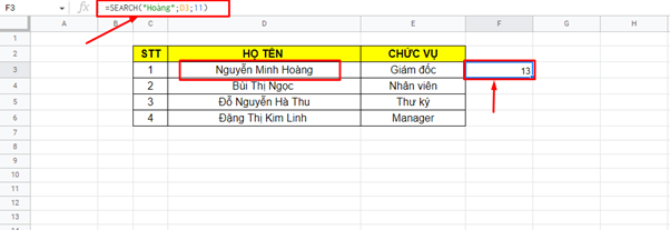 hàm search trong excel