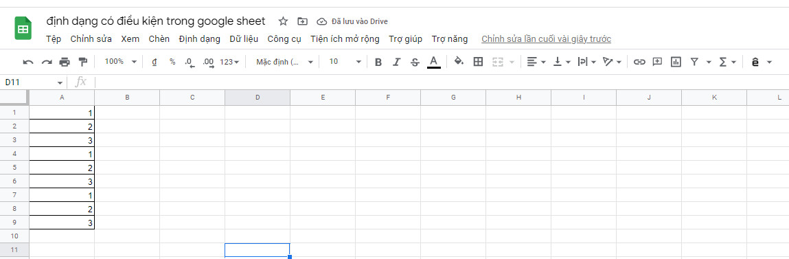 định dạng có điều kiện trong google sheet