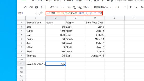 hàm sumif trong google sheet