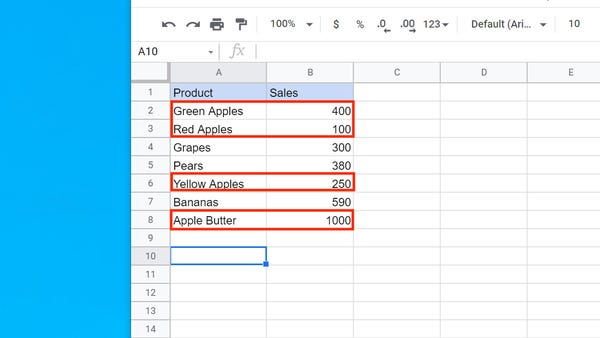 hàm sumif trong google sheet