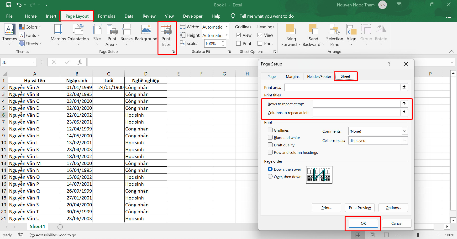 Hướng dẫn cách lặp lại tiêu đề trong Excel nhanh chóng