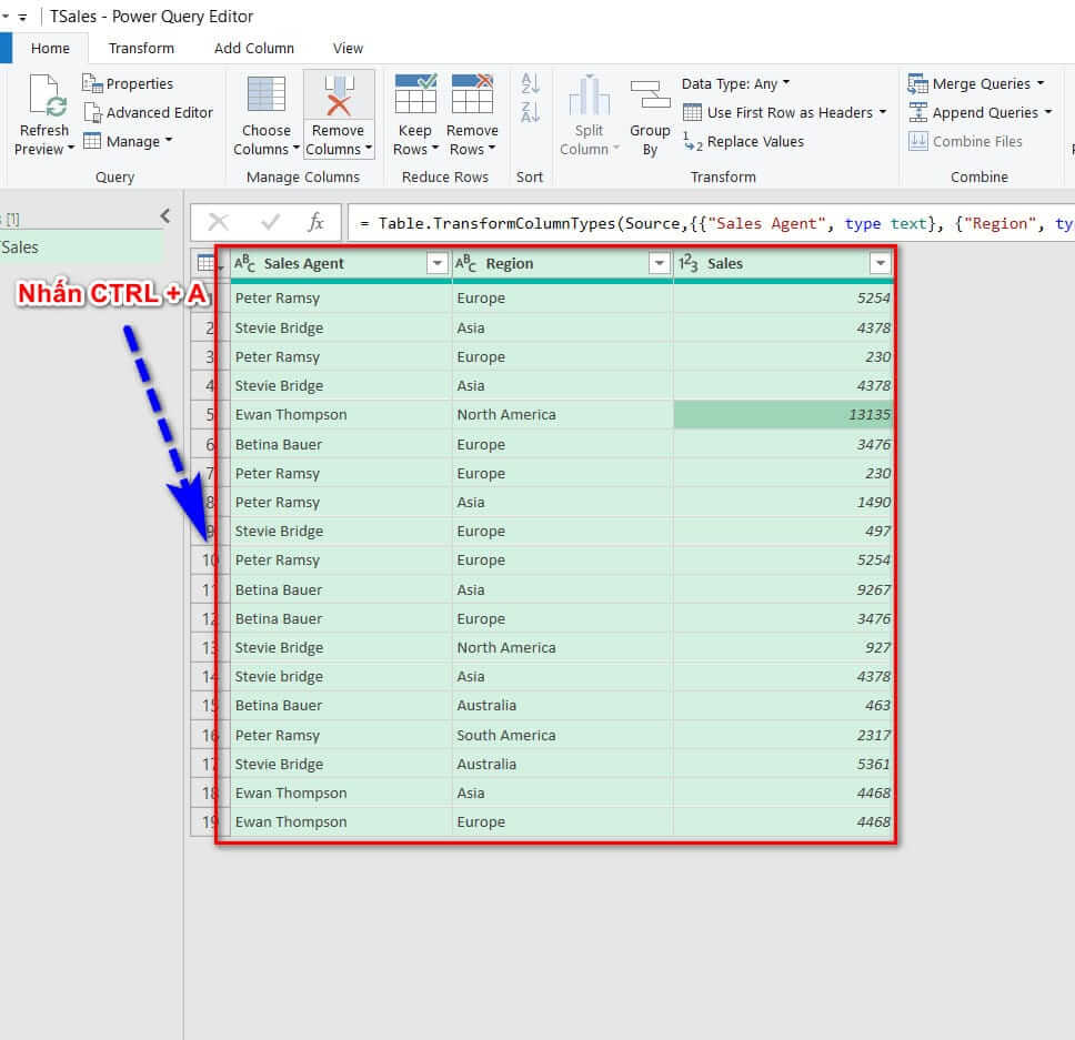 Giao diện Power Query