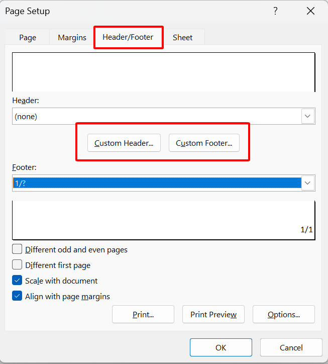 Vào Page Layout để đánh số trang ½ trong Excel