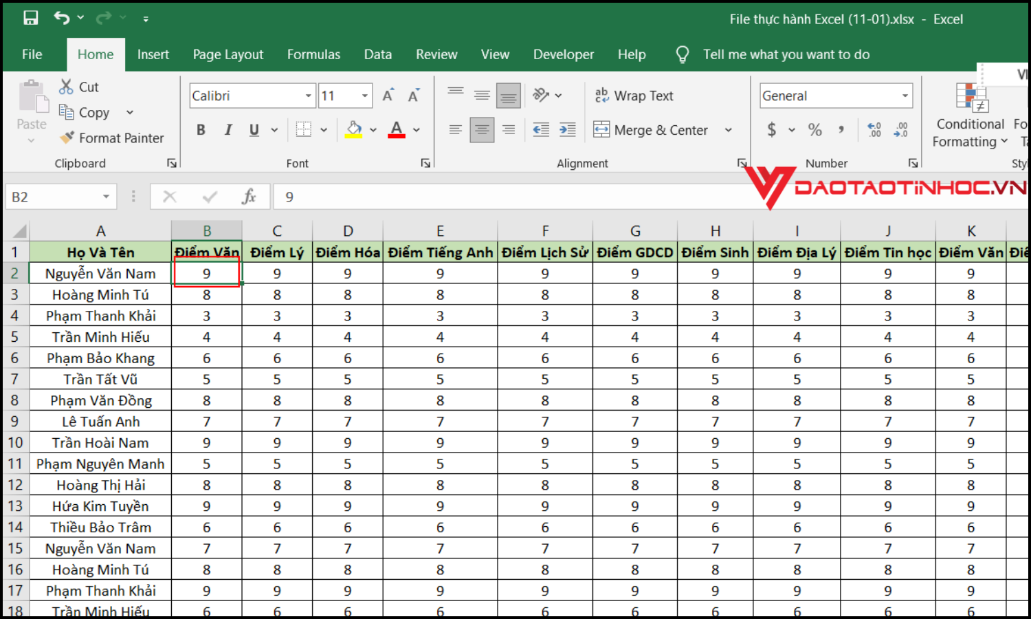 Cách cố định cột trong Excel bước 2