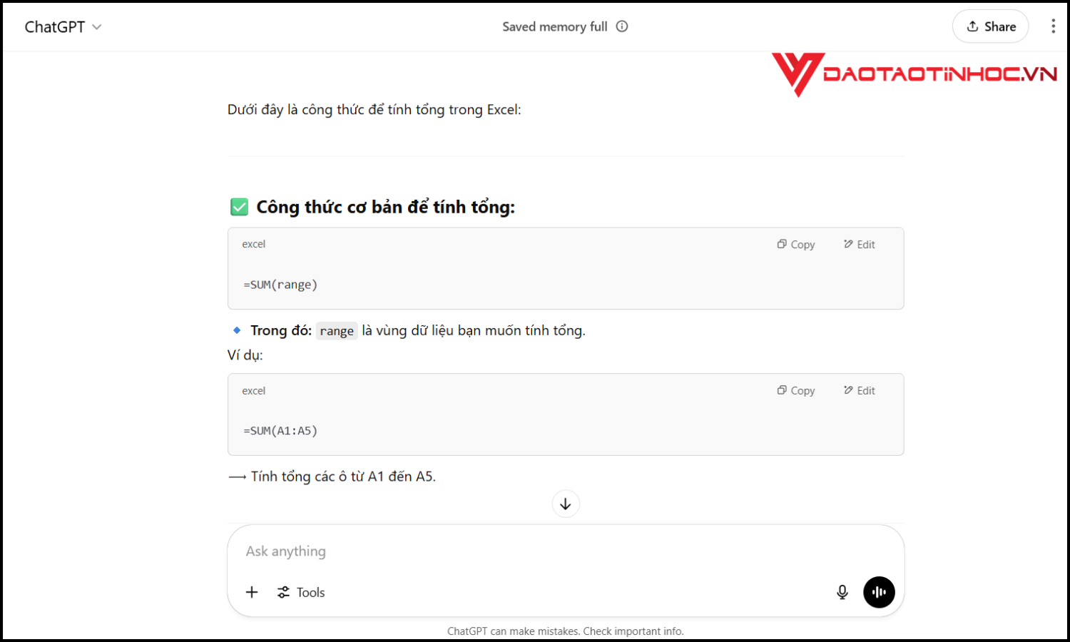 Kết quả của Chat GPT