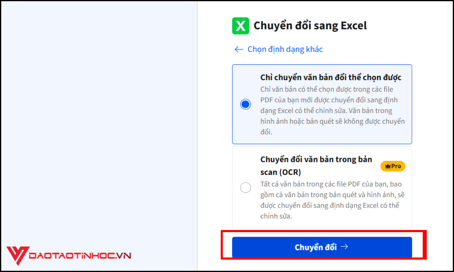 Chuyển đổi file PDF sang Excel bằng công cụ online bước 4