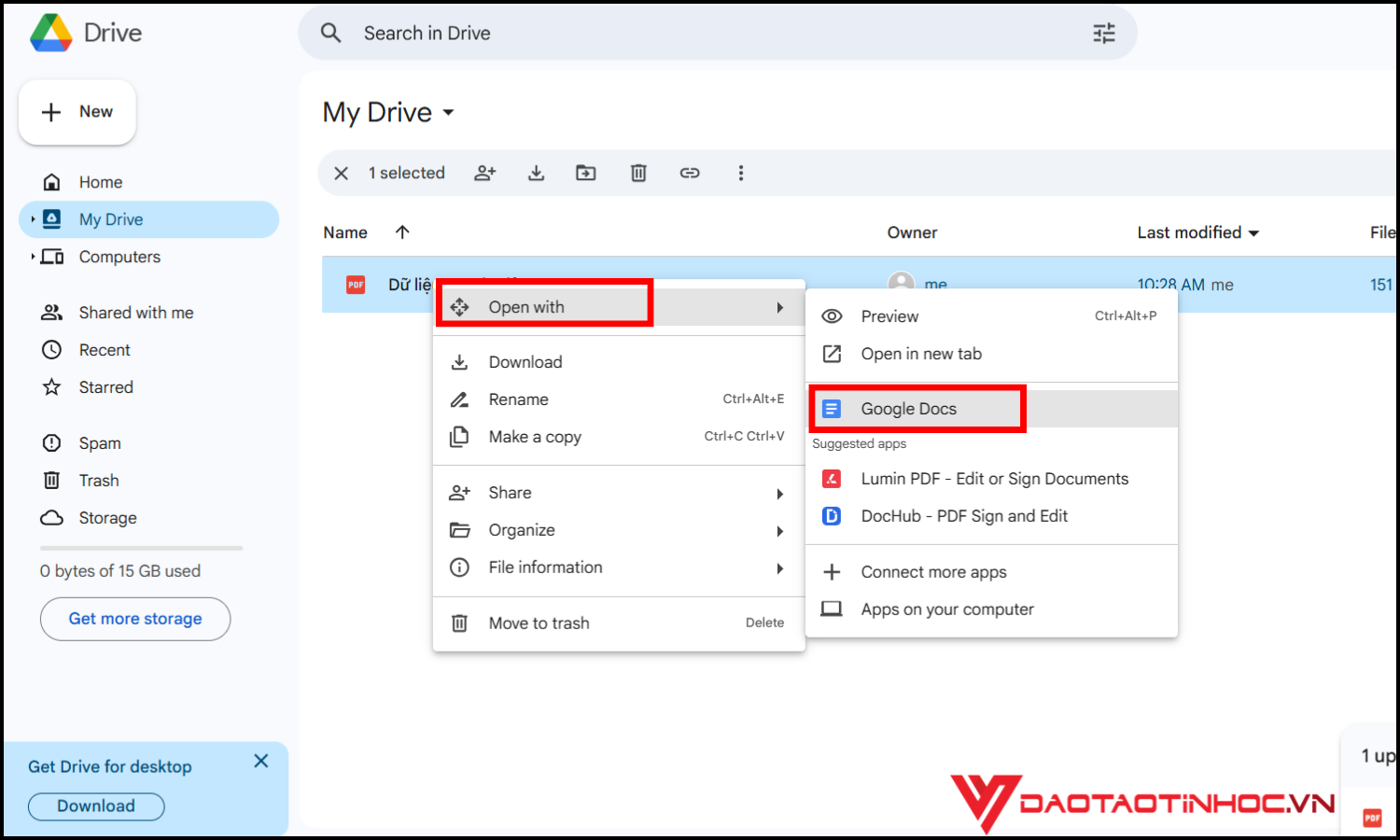 Sử dụng Google Sheets để chuyển đổi file PDF sang Excel bước 3