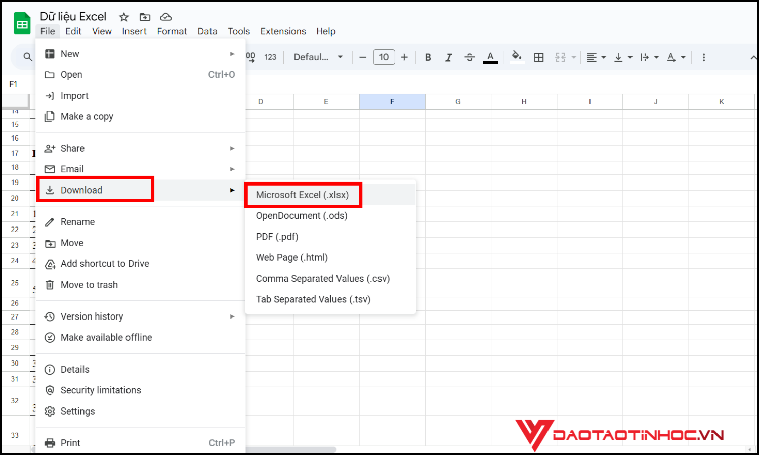 Sử dụng Google Sheets để chuyển đổi file PDF sang Excel bước 5