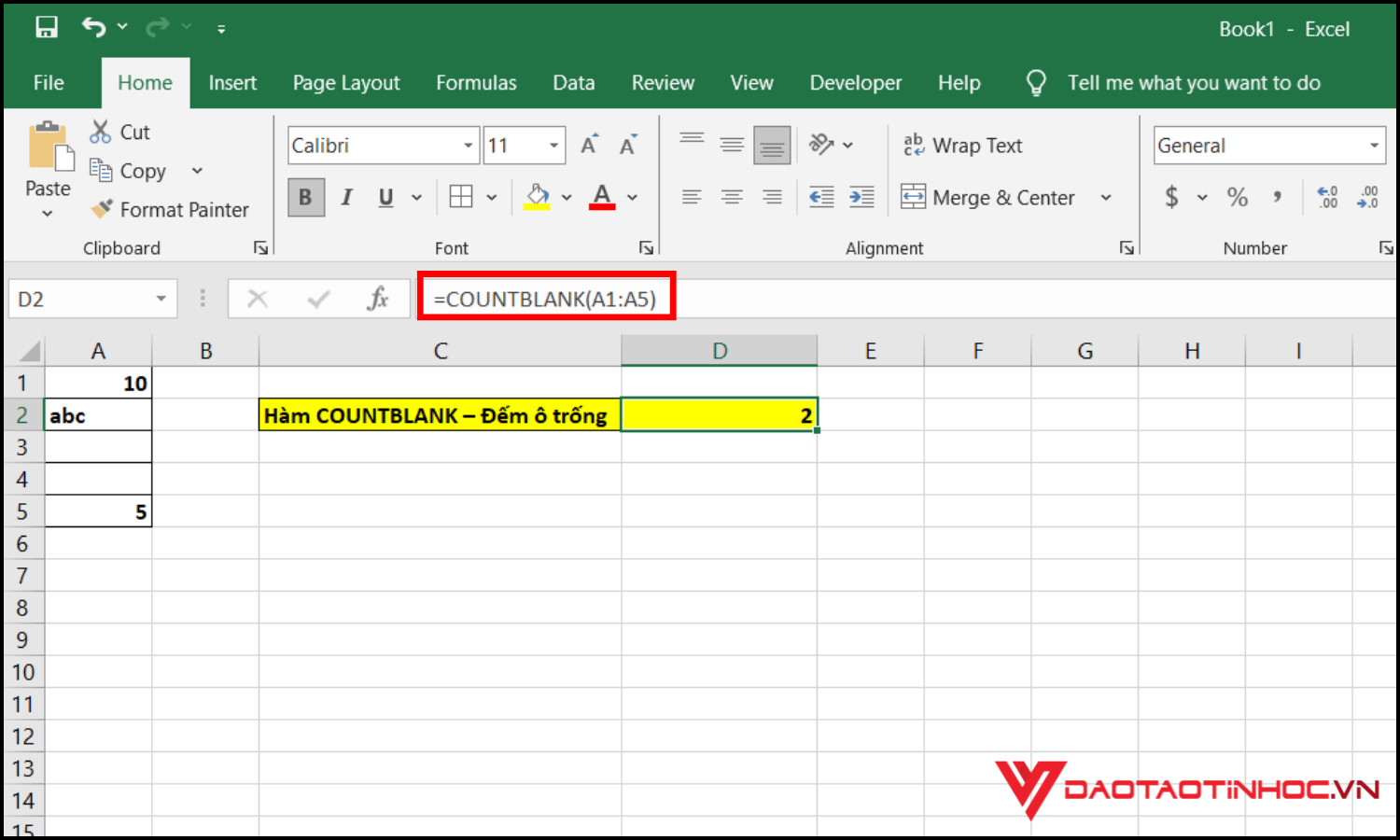 Hàm đếm trong Excel - Hàm COUNTBLANK