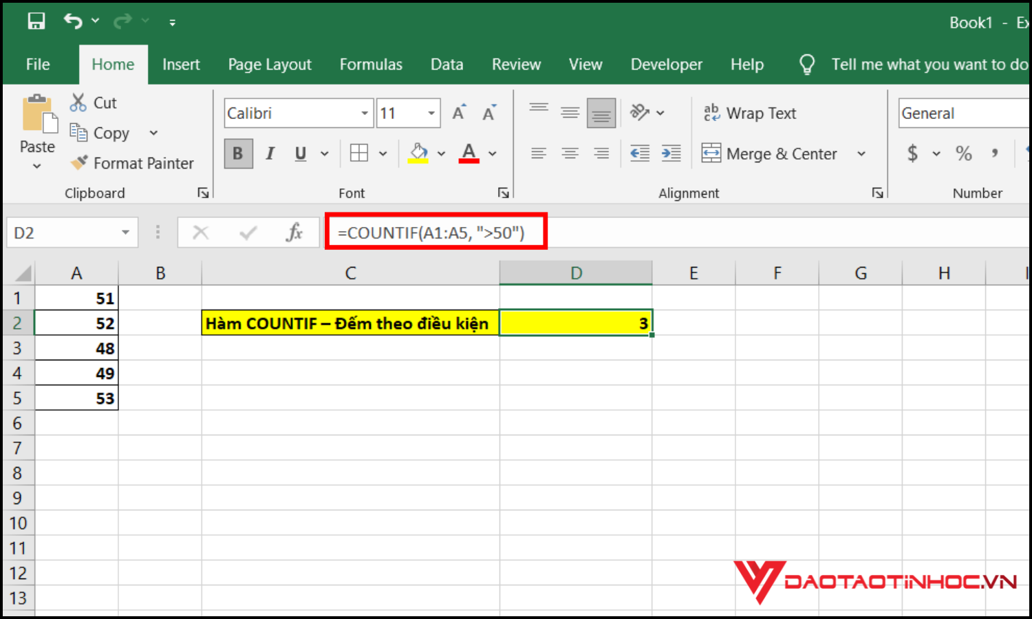 Hàm đếm trong Excel - Hàm COUNTIF