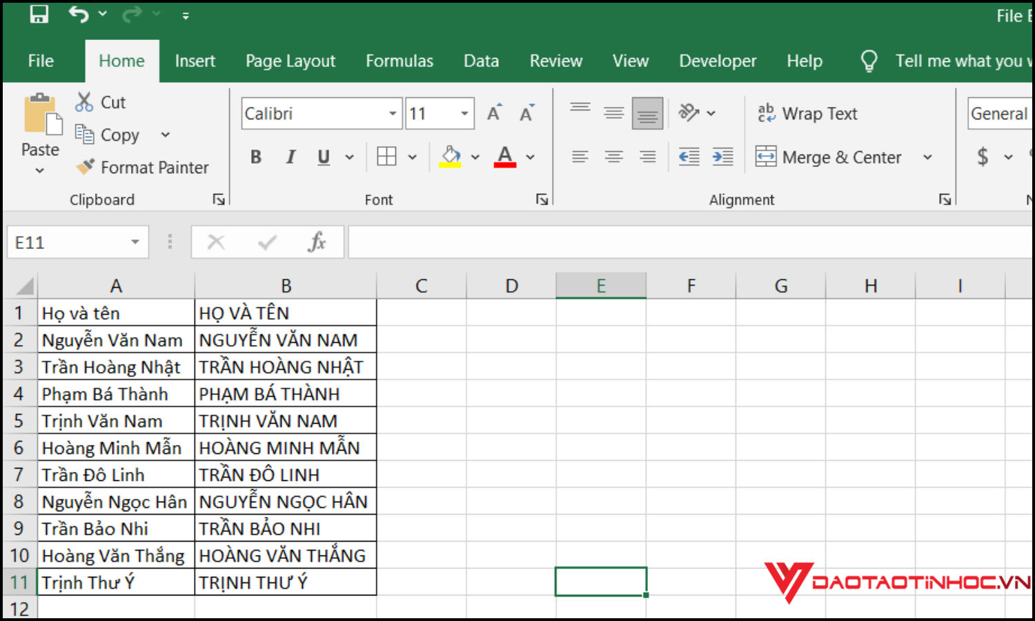 Cách chuyển chữ thường thành chữ hoa trong Excel bằng hàm Upper 2