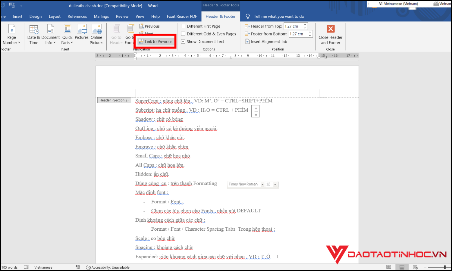 Cách đánh số trang trong Word từ trang bất kỳ bước 3