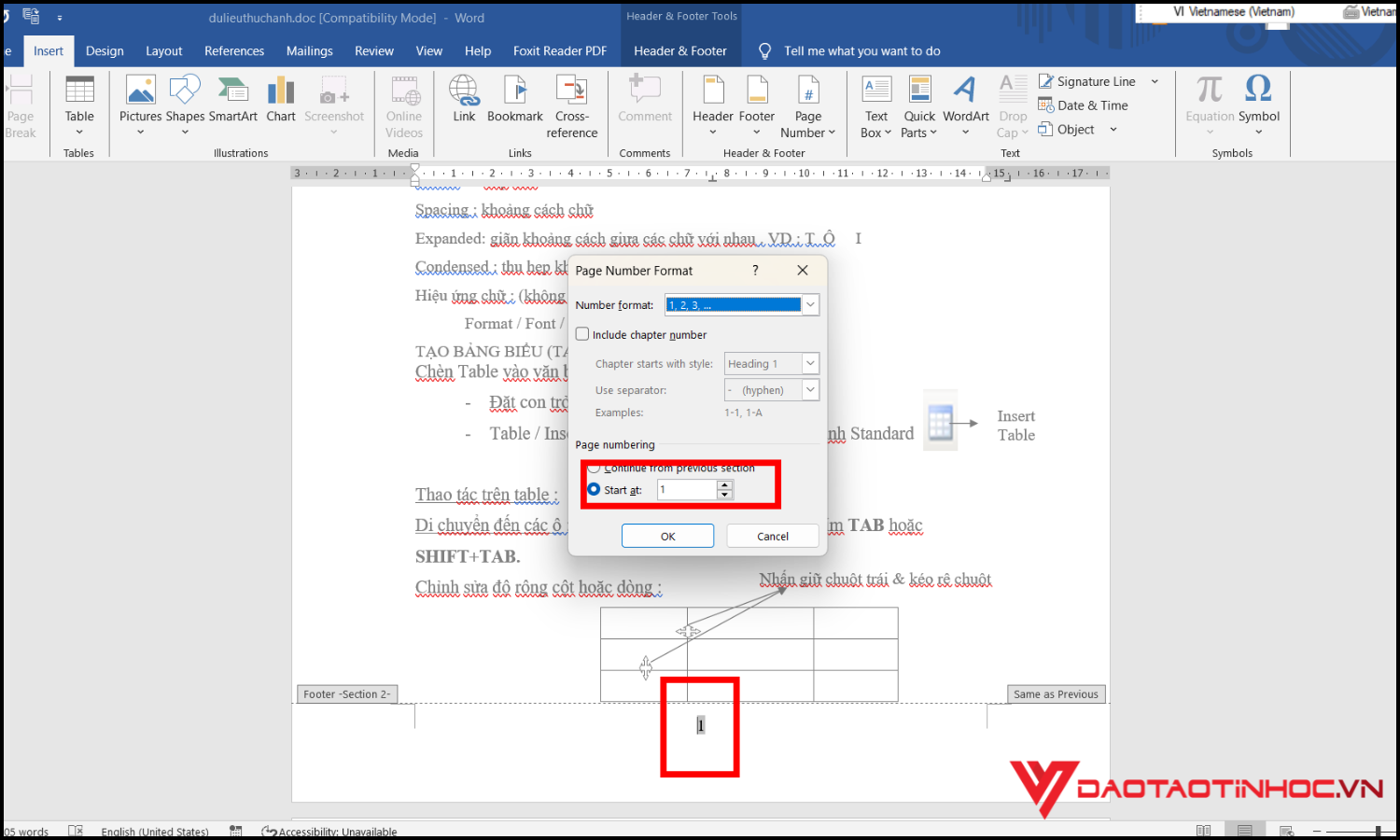 Cách đánh số trang trong Word từ trang bất kỳ bước 5