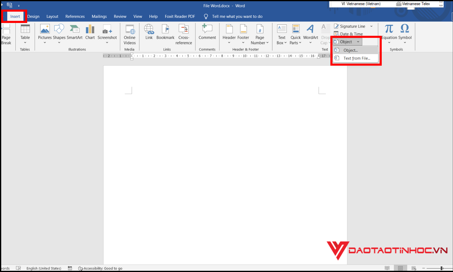 Chuyển Excel sang Word bằng Object bước 1