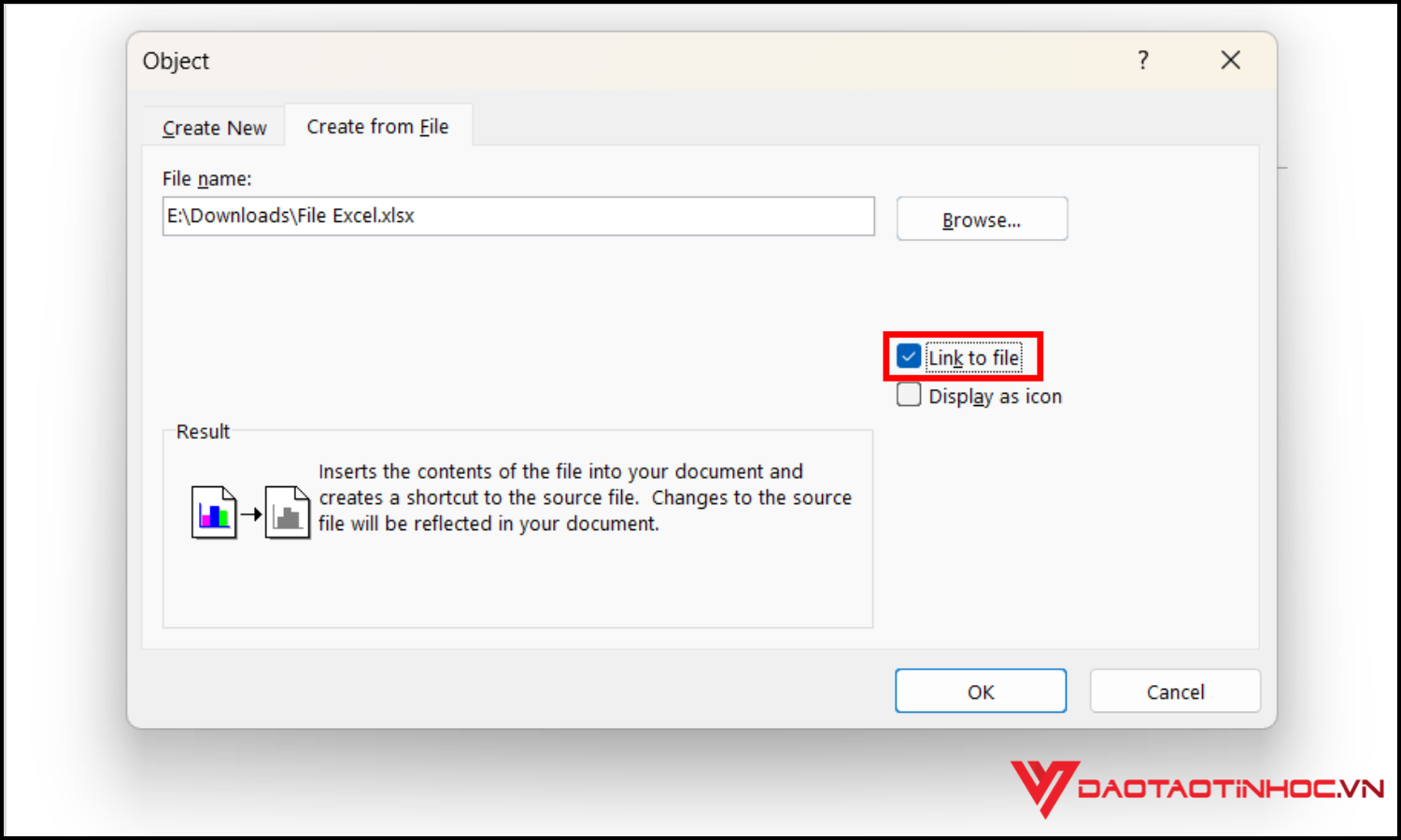 Chuyển Excel sang Word bằng Object bước 3