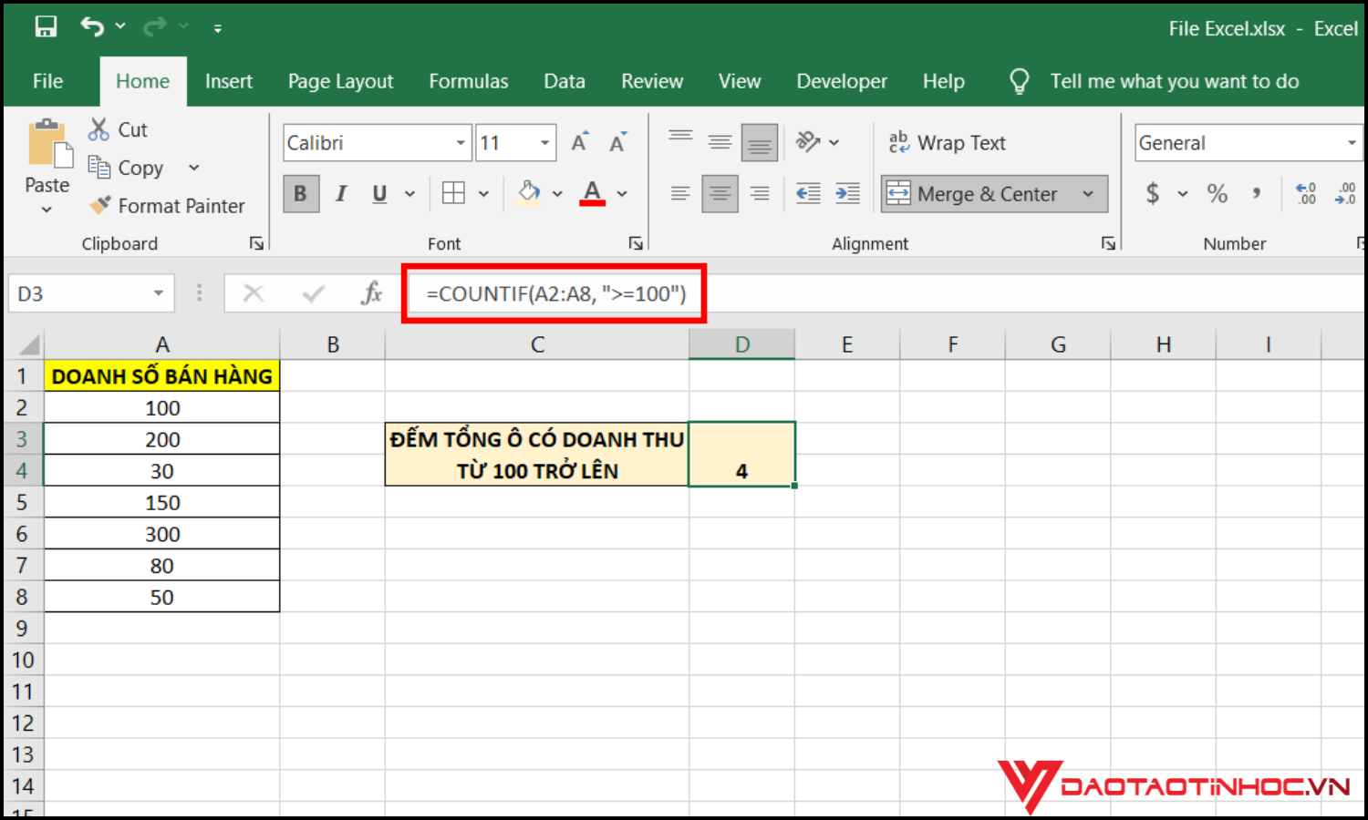 Hàm COUNTIF – Đếm có điều kiện trong Excel