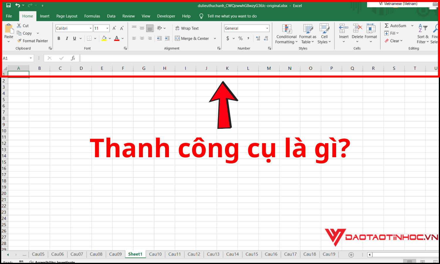 Thanh công cụ trong Excel là gì?