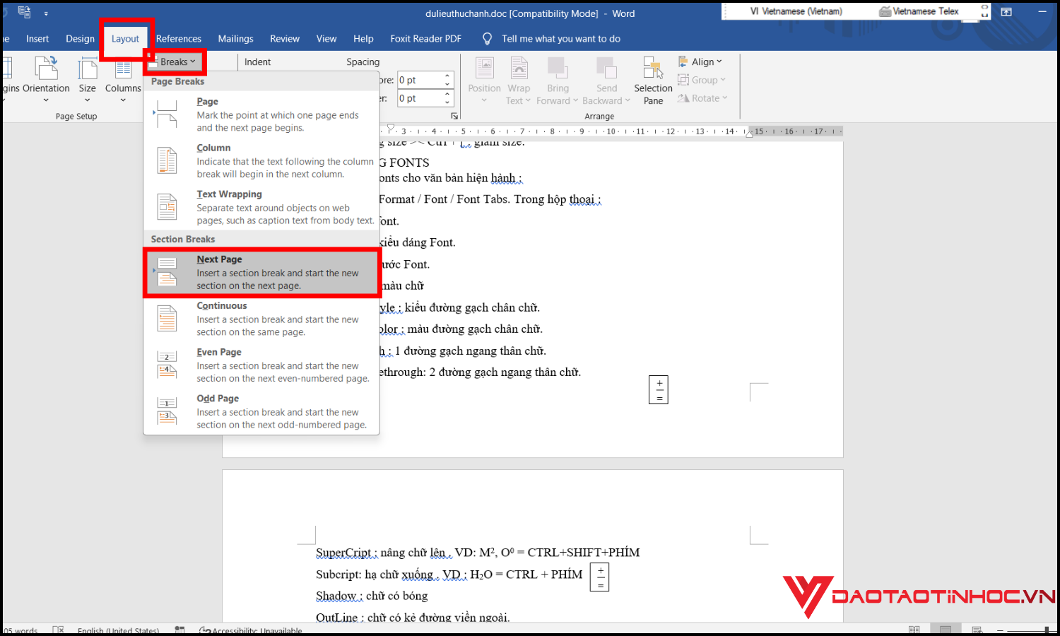 Cách đánh số trang trong Word theo ý muốn bước 2