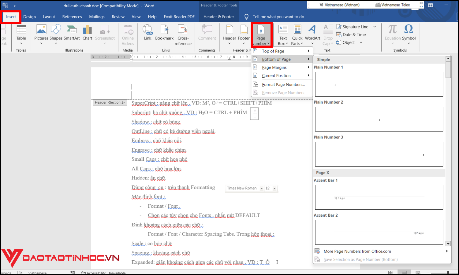 Cách đánh số trang trong Word theo ý muốn bước 4