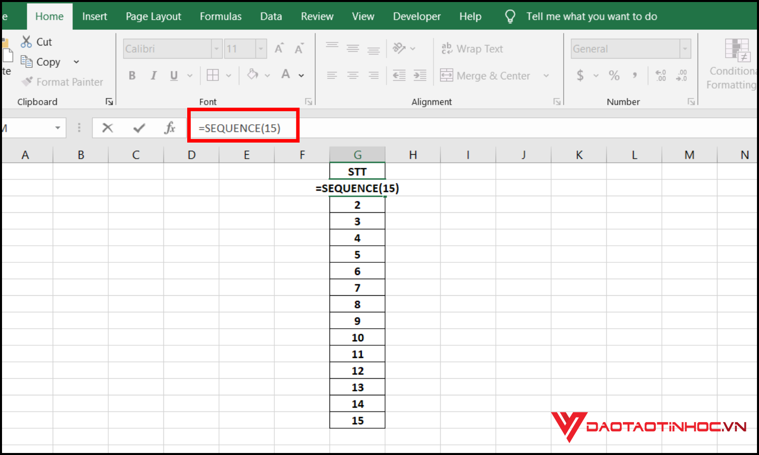 Cách kéo số thứ tự Excel bằng hàm SEQUENCE