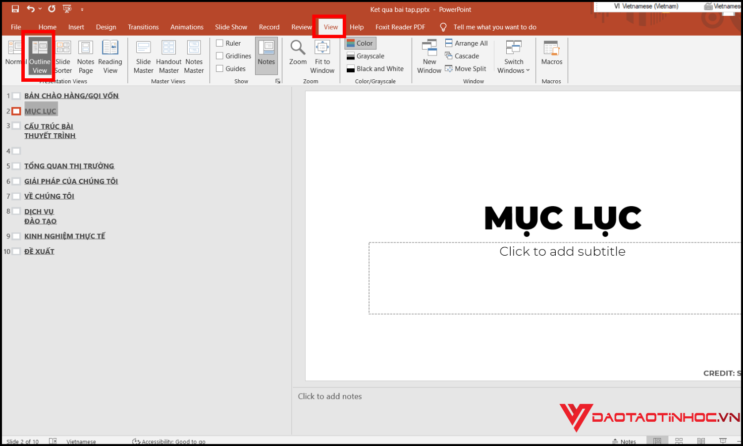 Cách tạo mục lục PowerPoint nhanh và chuyên nghiệp bước 1