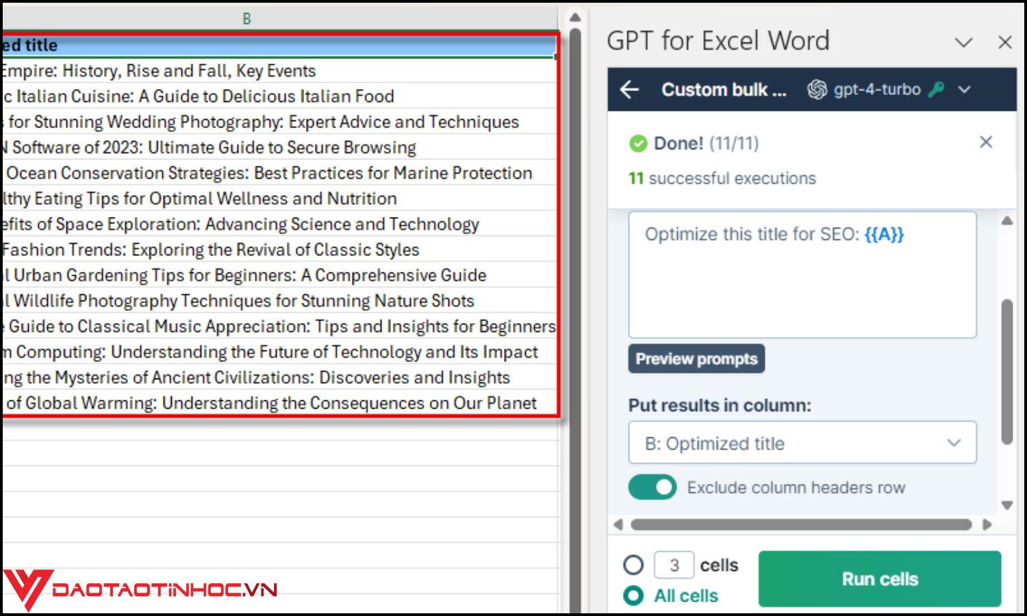 Công cụ AI có thể tích hợp vào Excel - ChatGPT