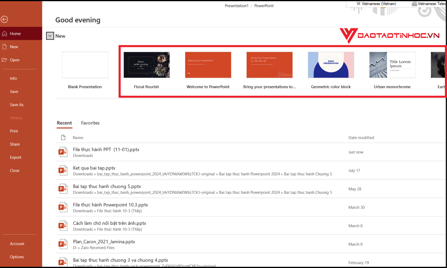 Cách tạo trang mở đầu trong PowerPoint bước 1