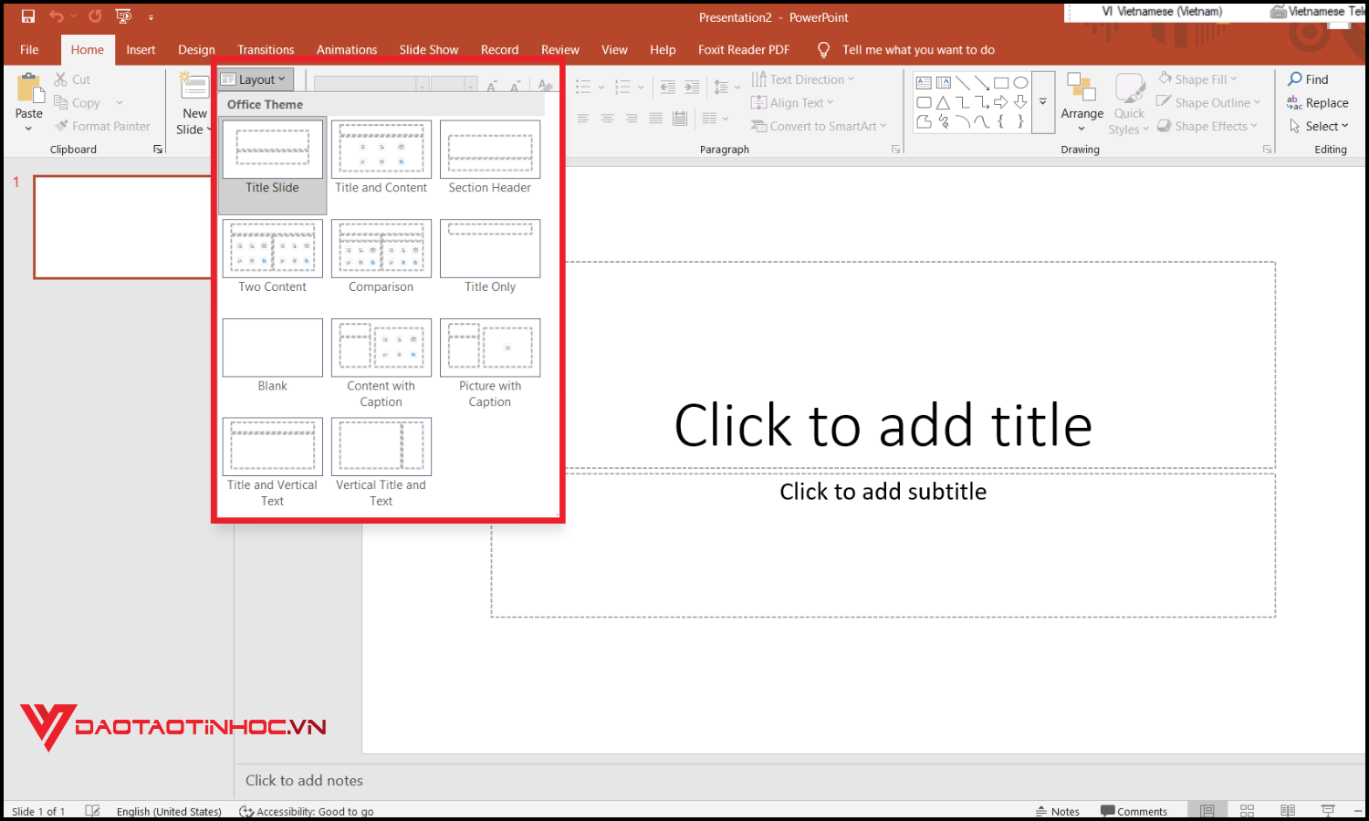 Cách tạo trang mở đầu trong PowerPoint bước 2