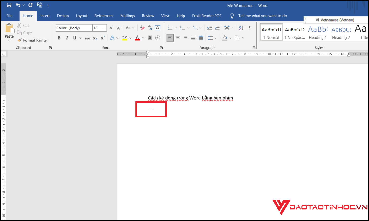 Cách kẻ dòng trong Word bằng bàn phím bước 2