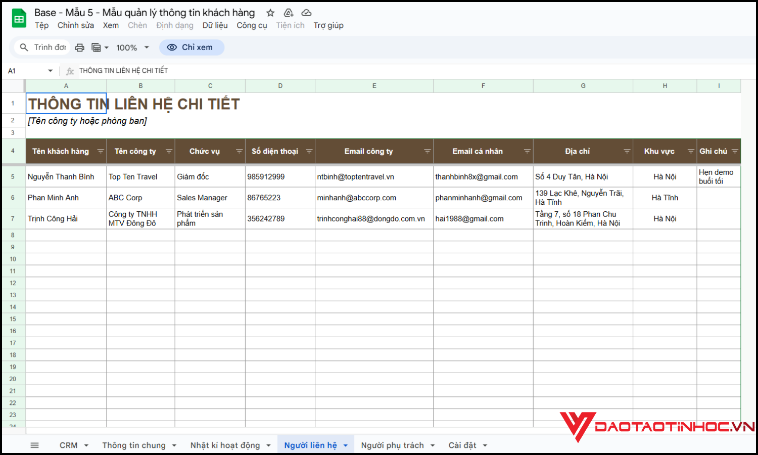 Hướng dẫn sử dụng mẫu excel quản lý đối tác hiệu quả