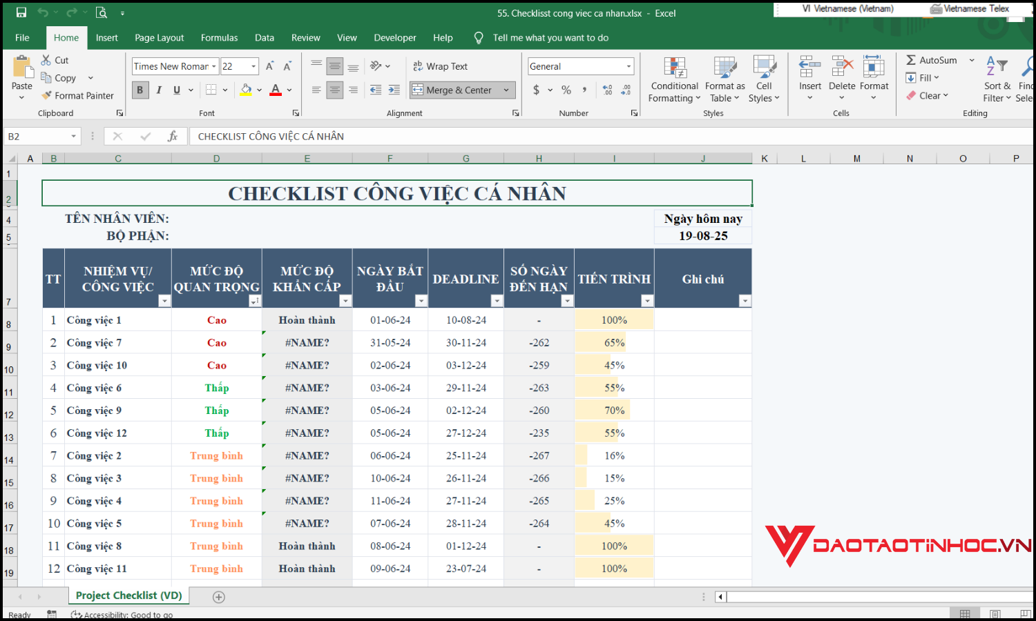 Kinh nghiệm khi dùng Excel để quản lý dự án trong doanh nghiệp