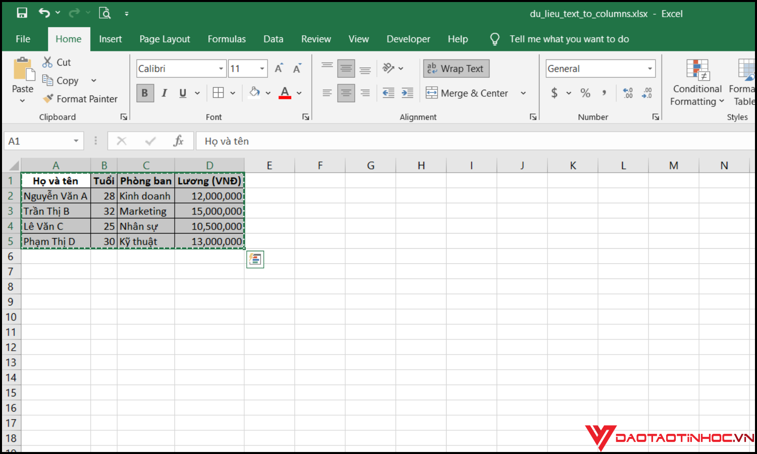 Cách copy bảng từ Excel sang Word dạng hình ảnh bước 1