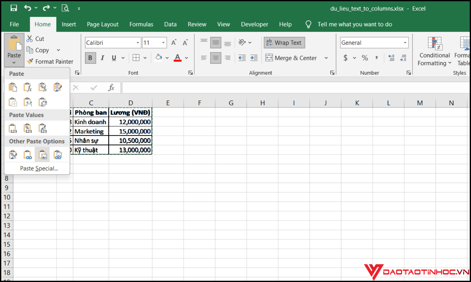 Cách copy bảng từ Excel sang Word dạng hình ảnh bước 2