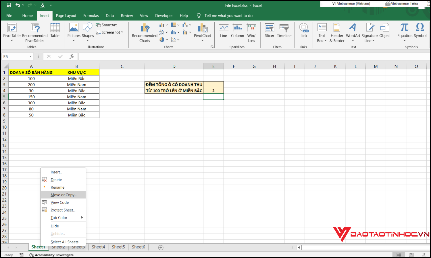 Cách gộp nhiều file Excel thành 1 sheet duy nhất bằng move or copy bước 4