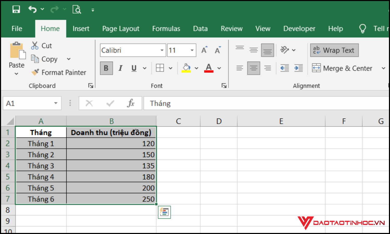 Cách vẽ biểu đồ đường trong Excel bước 2