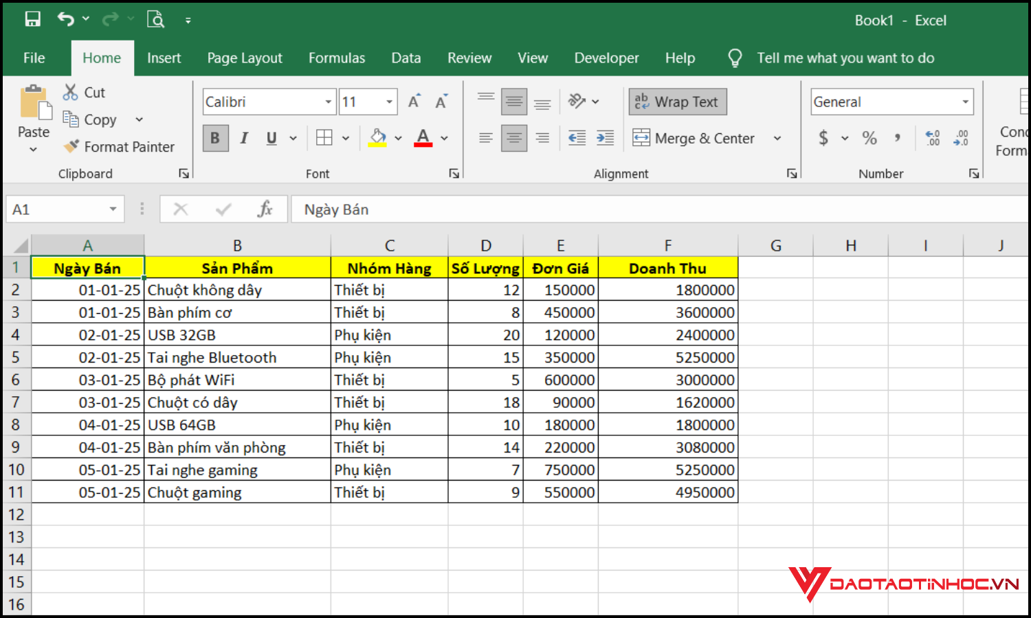 Sử dụng Pivot Tables để lập báo cáo thống kê ở Excel bước 1